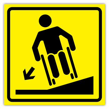 Тактильный предупреждающий знак «Осторожно! Крутой поперечный уклон влево», ДС80 (пластик 2 мм, 200х200 мм)